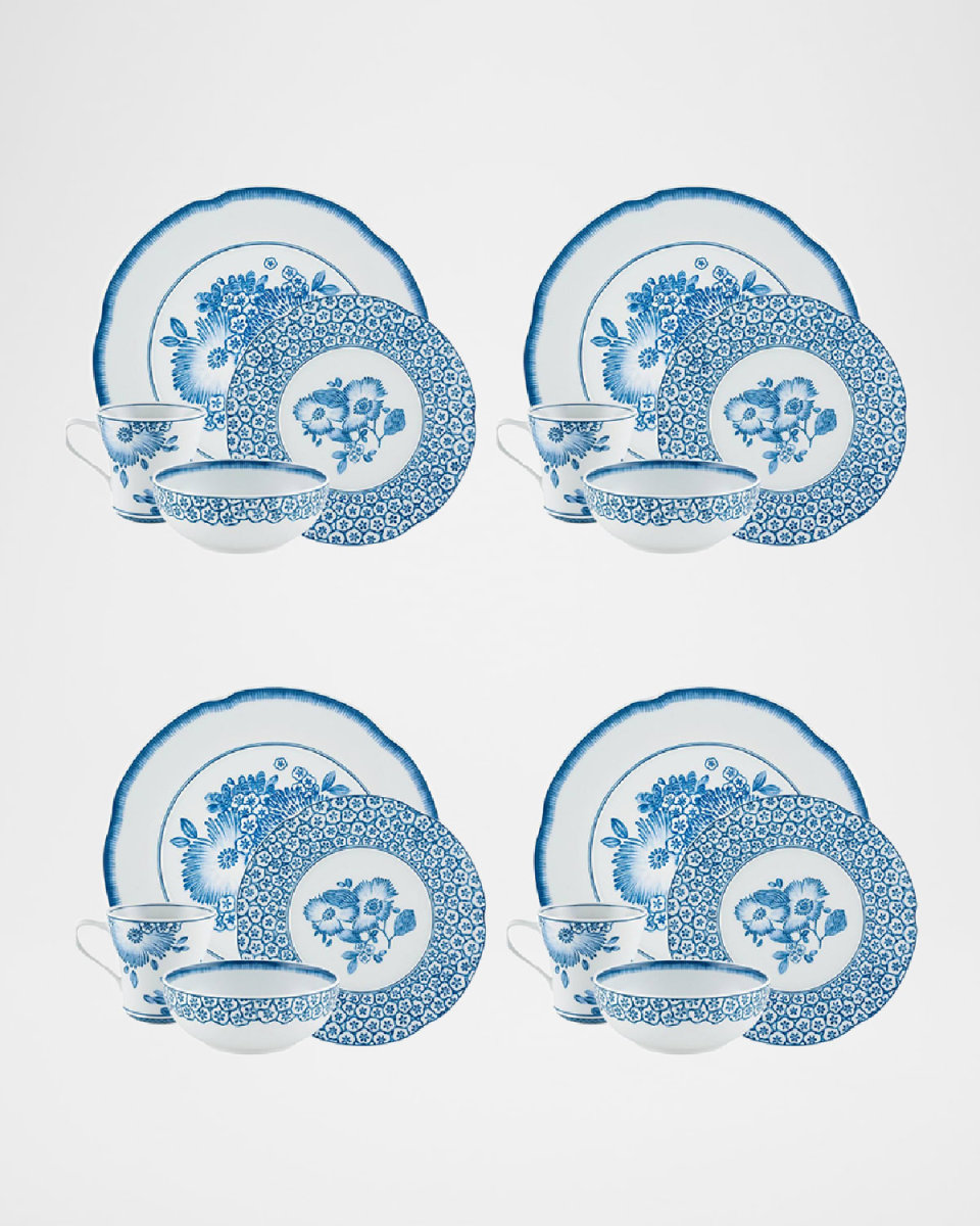 Coralina Blue 16-Piece Dinnerware Set, Service for 4